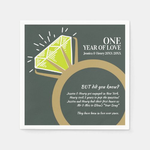 1st wedding anniversary party peridot fun facts napkins