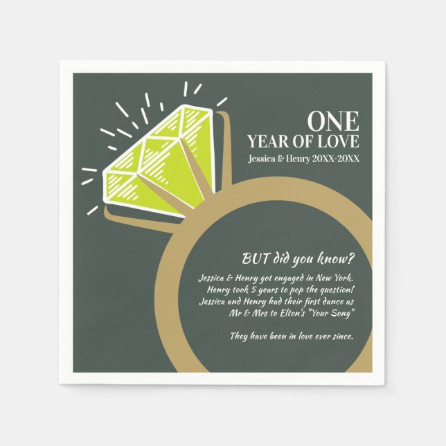 1st wedding anniversary party peridot fun facts napkins (Front)