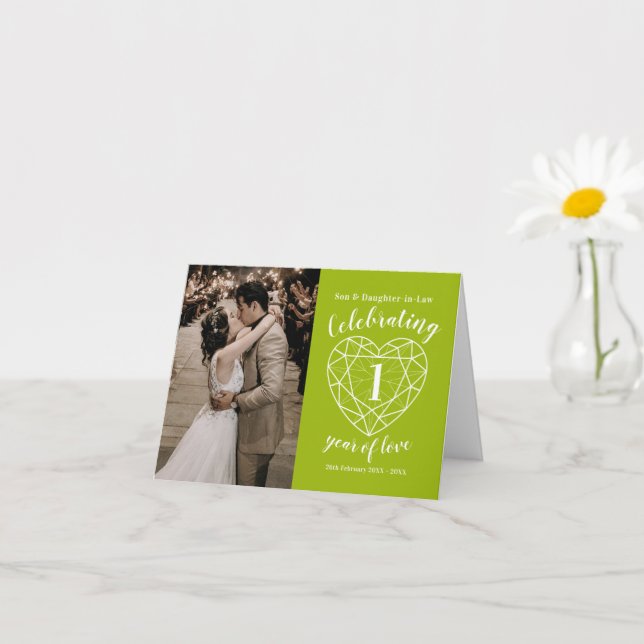 1st wedding anniversary Peridot custom photo Card (Small Plant)