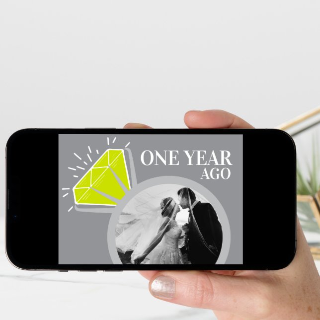 1st wedding anniversary peridot now then photo card (Front Digital)