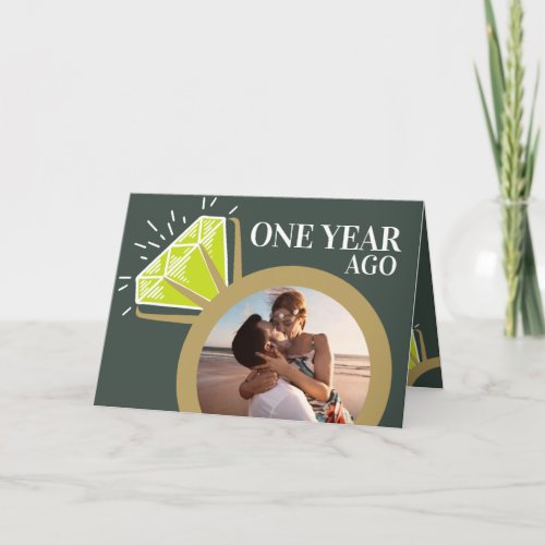 1st wedding anniversary peridot now then photo card