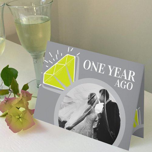 1st wedding anniversary peridot now then photo card