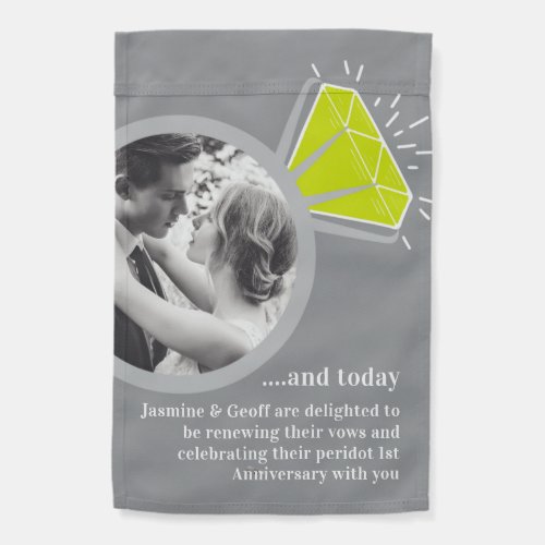 1st wedding anniversary peridot now then photo garden flag