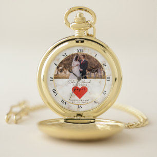 1st Wedding Anniversary Personalized Paper Wedding Pocket Watch