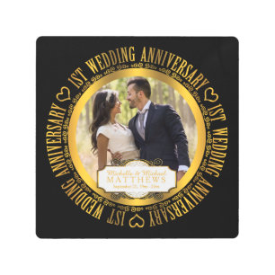 1st Wedding Anniversary Photo Keepsake Metal Print