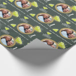 1st wedding anniversary photo peridot ring  wrapping paper<br><div class="desc">Wedding anniversary wrapping paper in shades of green and gold. Personalize this peridot anniversary paper with your daughter and son-in-law's photo, message, and the anniversary year. Currently reads To our daughter and son-in-law Happy Peridot Anniversary 1 year. Beautiful green peridot stones and photo gold eternity ring graphic design. This peridot...</div>