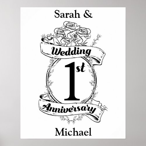 1st Wedding Anniversary Poster