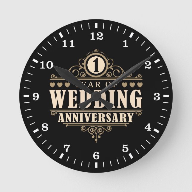 1st Wedding Anniversary Round Clock (Front)