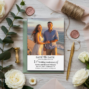 1st Wedding Anniversary Save the Date Photo Note Card