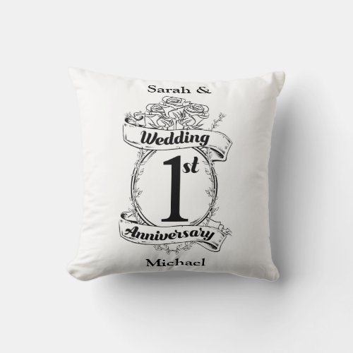 1st Wedding Anniversary Throw Pillow