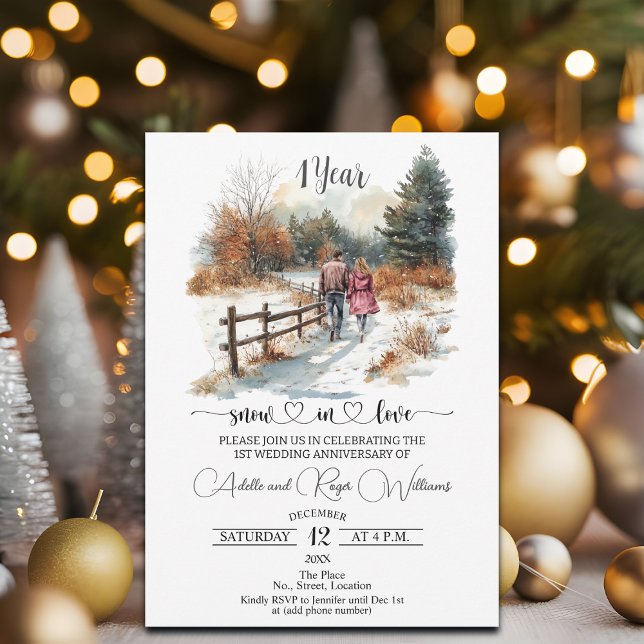 1st Wedding Anniversary Winter Landscape Romantic Invitation (Creator Uploaded)