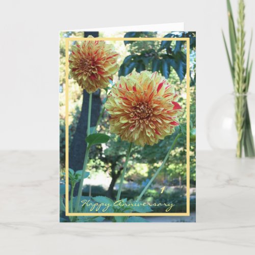 1st Wedding Anniversary Wishes Chrysanthemums Card