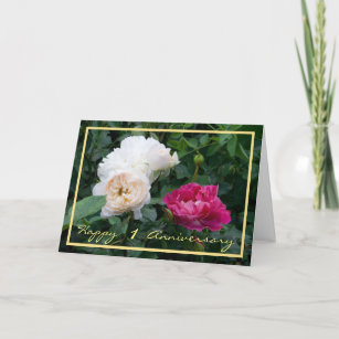 1st Wedding Anniversary Wishes Cream Roses Card
