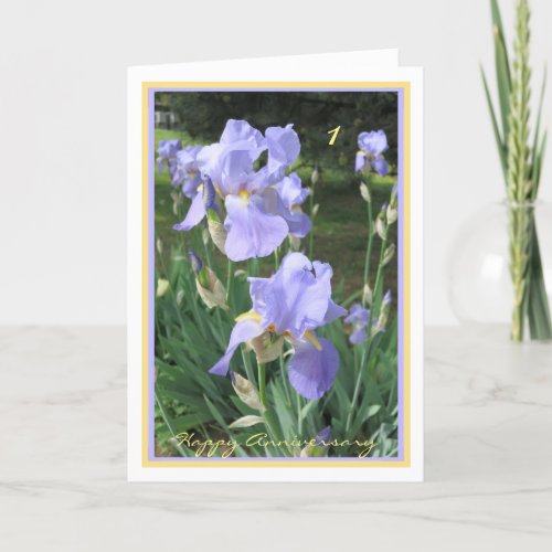 1st Wedding Anniversary Wishes Elegant Irises Card