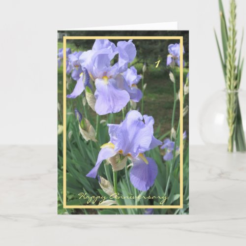 1st Wedding Anniversary Wishes Elegant Irises Card