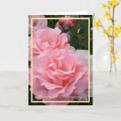 1st Wedding Anniversary Wishes Elegant Pink Roses Card (Yellow Flower)