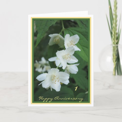 1st Wedding Anniversary Wishes Jasmine Elegant Card