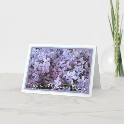 1st Wedding Anniversary Wishes Lilac Elegant Card