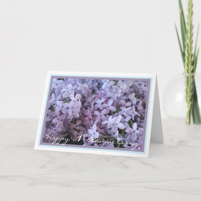 1st Wedding Anniversary Wishes Lilac Elegant Card (Front)