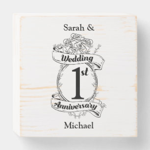 1st Wedding Anniversary Wooden Box Sign