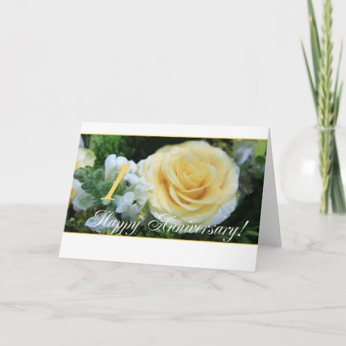 1st Wedding Anniversary _ Yellow Rose Card