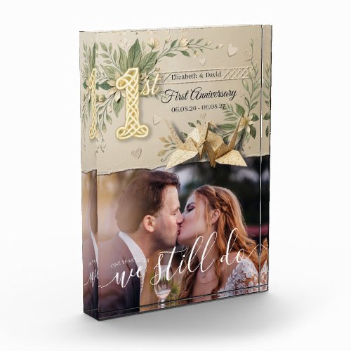 1st Wedding Paper Anniversary Papercut Crane Photo Block