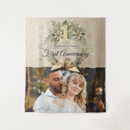 1st Wedding Paper Anniversary Papercut Crane Photo Tapestry