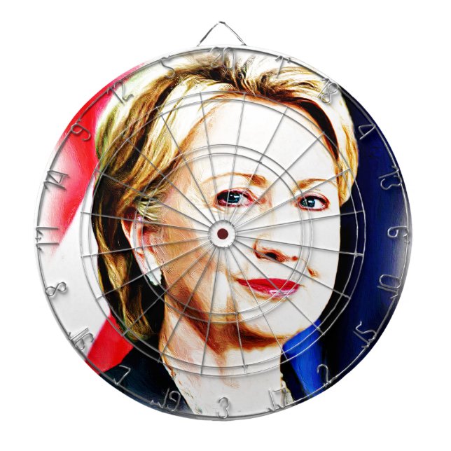 1st Woman President Hillary Clinton 2016_ Dartboard With Darts (Front)