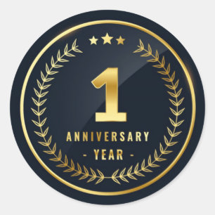1st Year anniversary  Classic Round Sticker