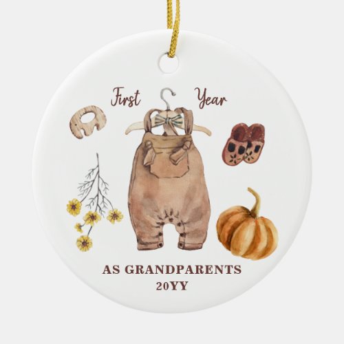 1st Year as Grandparents no photo boho minimalist Ceramic Ornament