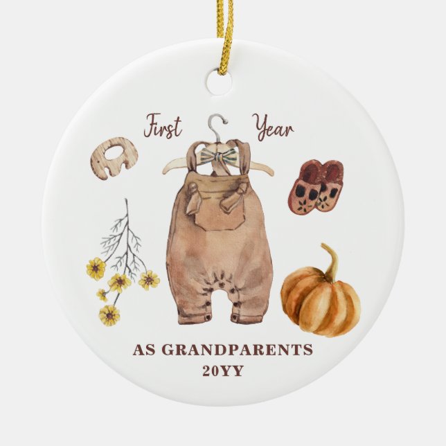 1st Year as Grandparents no photo boho minimalist Ceramic Ornament (Front)