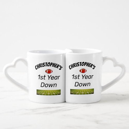 1st year down Football Boys Birthday Coffee Mug Set