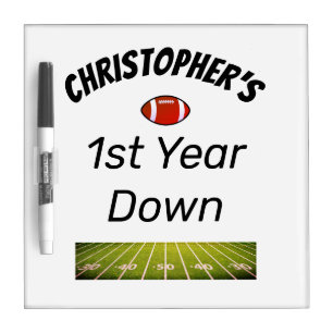 1st year down Football Boy's Birthday Dry Erase Board