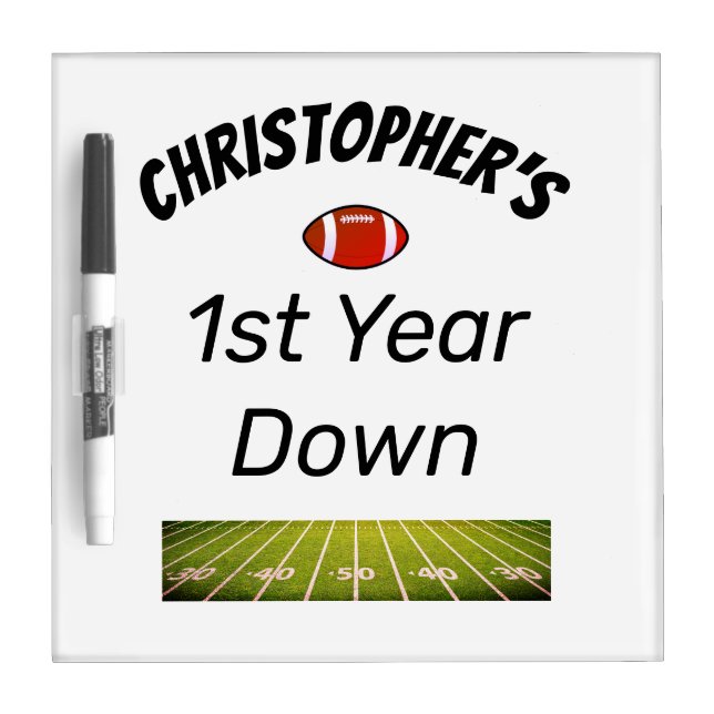 1st year down Football Boy's Birthday Dry Erase Board (Front)