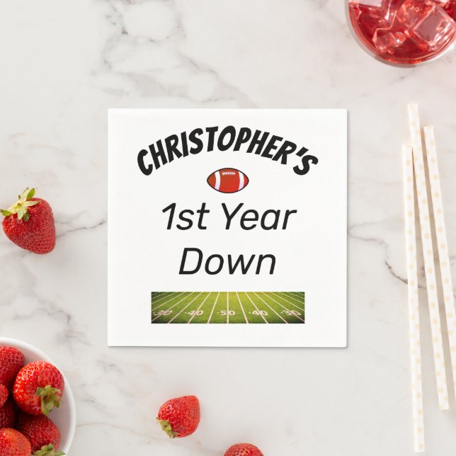 1st year down Football Boy's Birthday Napkins (Insitu)