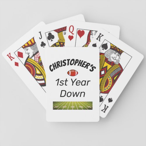 1st year down Football Boys Birthday Poker Cards