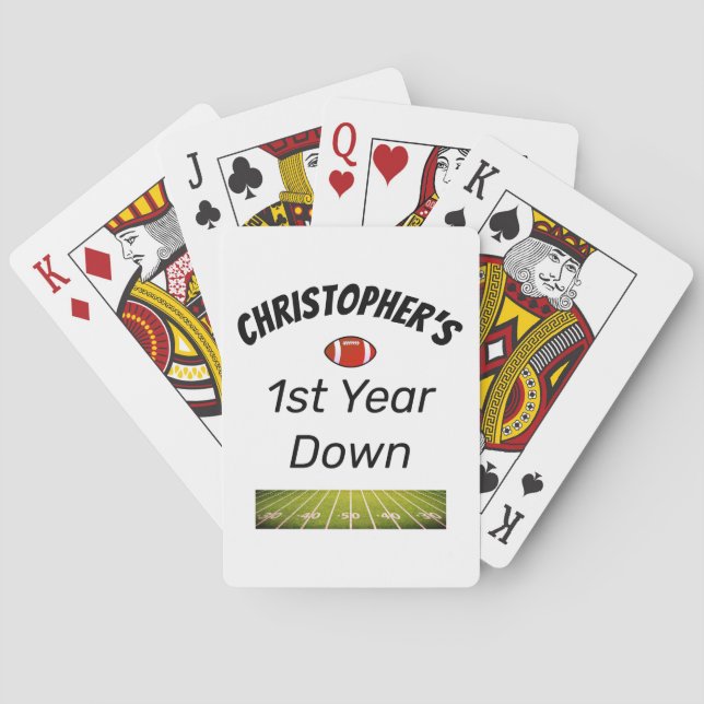 1st year down Football Boy's Birthday Poker Cards (Back)