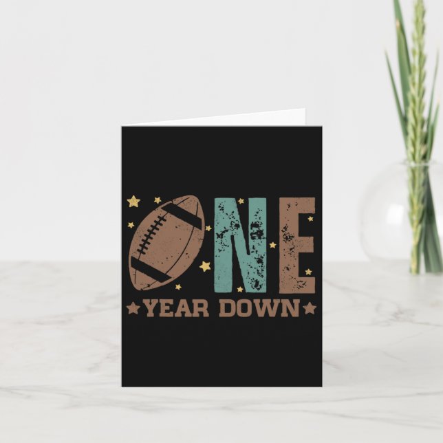 1st Year Down Football Lover First Birthday Boy Pa Card (Front)