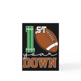 1st Year Down Football Lover First Birthday Boy Pa Card