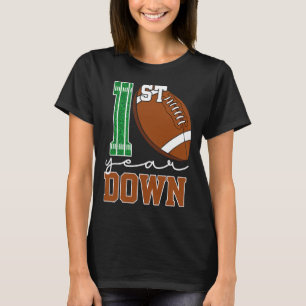 1st Year Down Football Lover First Birthday Boy Pa T-Shirt