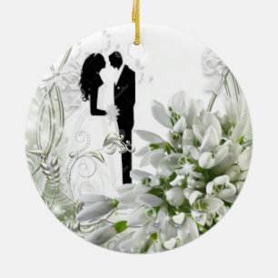 1st year marriage 2 ceramic ornament