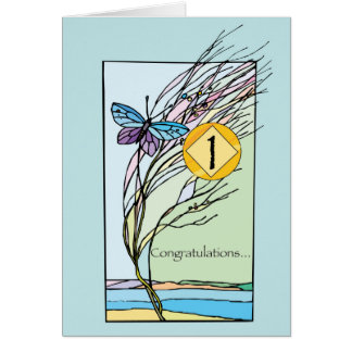 1st Year NA Recovery Anniversary Each Day Butterfl Card