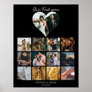 1st year photo anniversary gift calendar 12 months poster