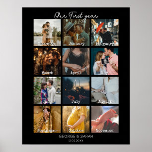 1st year photo anniversary gift calendar 12 months poster