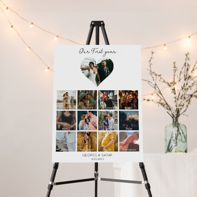 1st Year Photo Anniversary Gift Calendar Foam Boar Foam Board (In Situ (Stand))