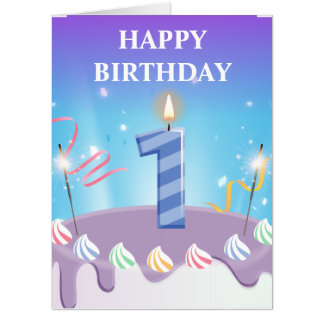 1th birthday card, 1 year old, baby birthday card