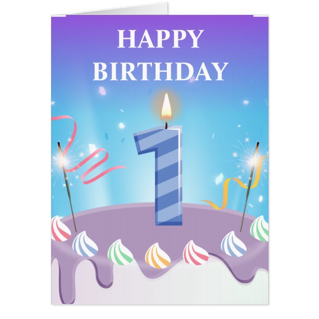 1th birthday card, 1 year old, baby birthday card (Front)