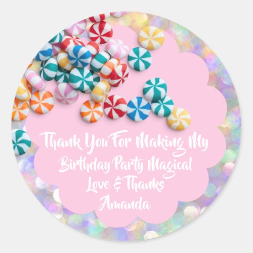 1th Birthday Favor Baby Shower Pink Jelly Belly Classic Round Sticker