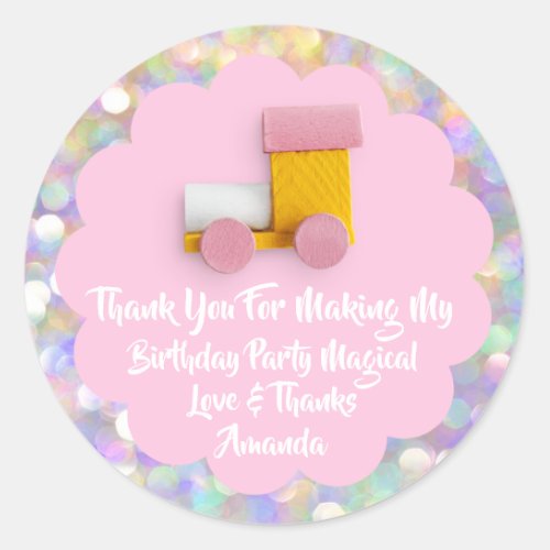 1th Birthday Favor Baby Shower Pink Sweet Train Classic Round Sticker
