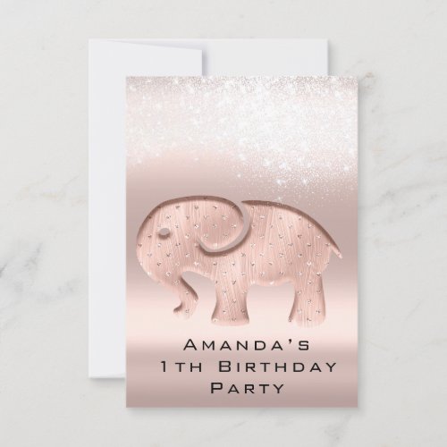 1th Birthday New Baby Shower Elephant Rose Invitation